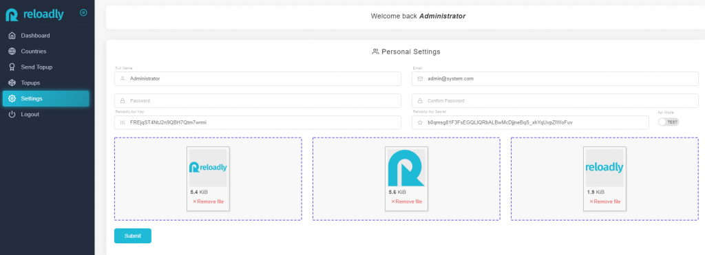 reloadly bulk airtime dashboard set up page 2