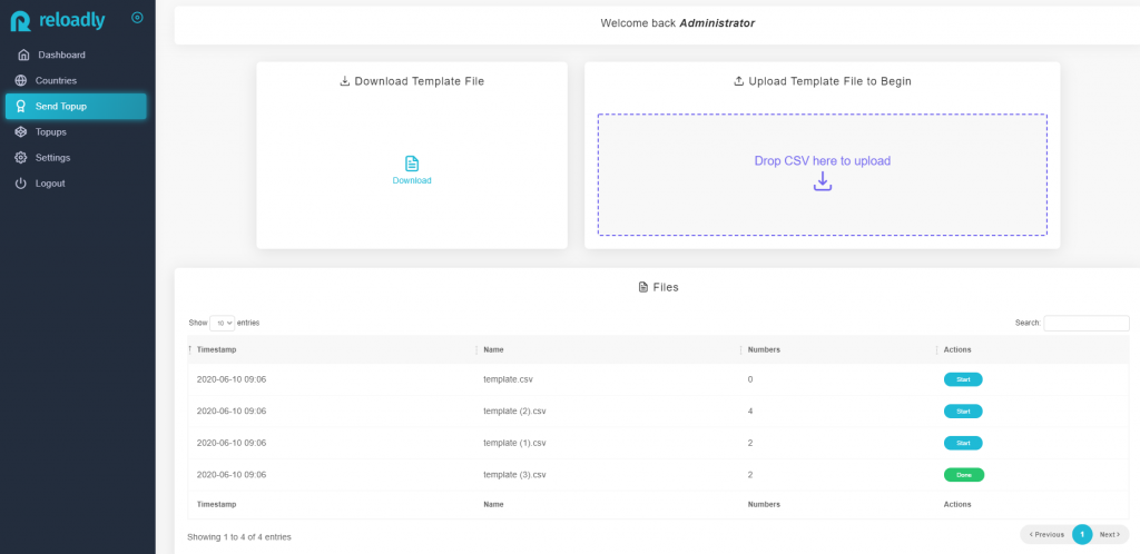 reloadly bulk airtime csv file view