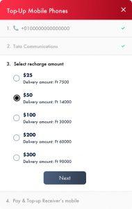 reloadly airtime widget fixed rate