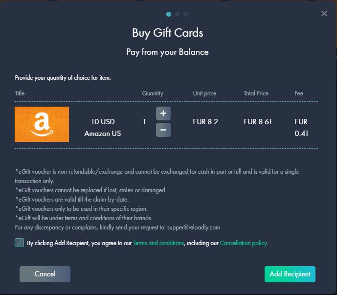 amazon gift card purchase reloadly