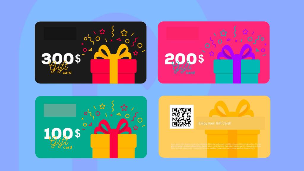 Different gift card options and designs
